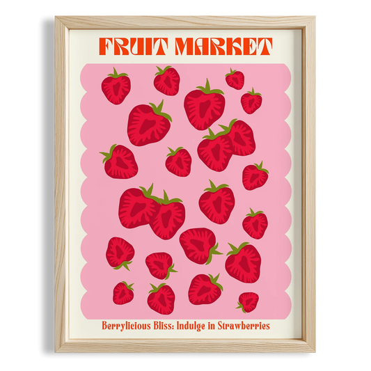 Çilekler Fruits Market I Meyveler Mutfak Duvar Tablosu