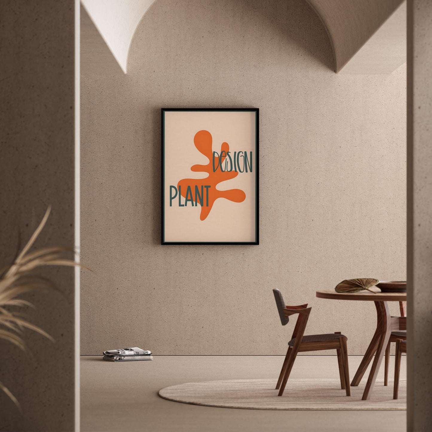 Matisse Kağıt Kesimleri Abstract Serisi Turuncu Dallar Bej Fon I Duvar Tablosu