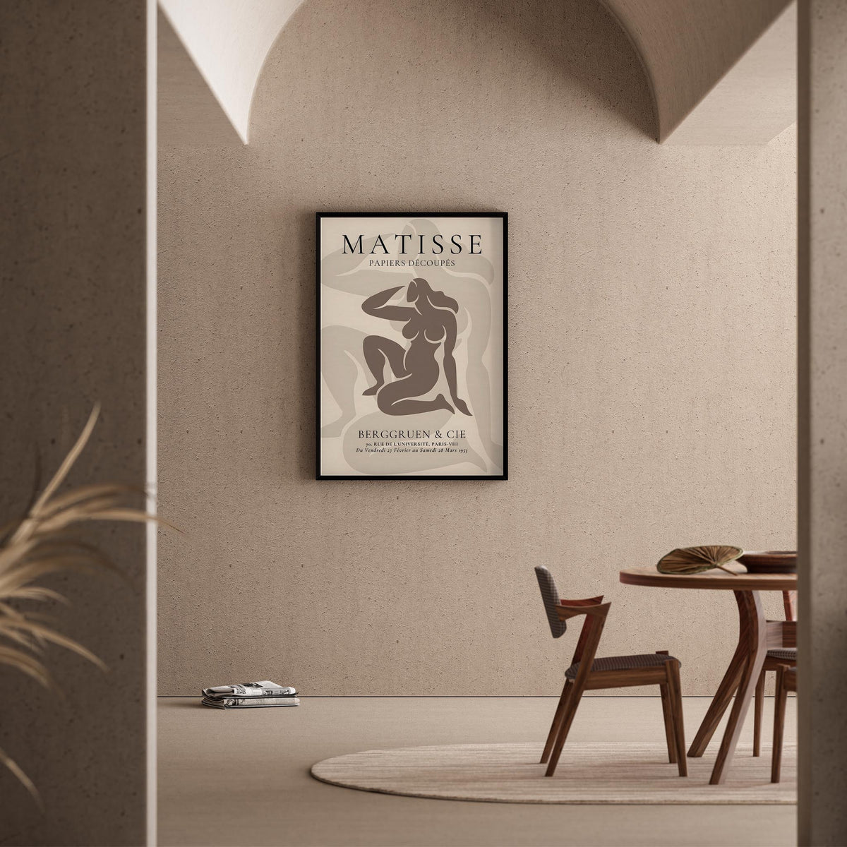 Matisse Kağıt Kesimleri Serisi Minimalist Bej Kadın Figürü I Duvar Tablosu
