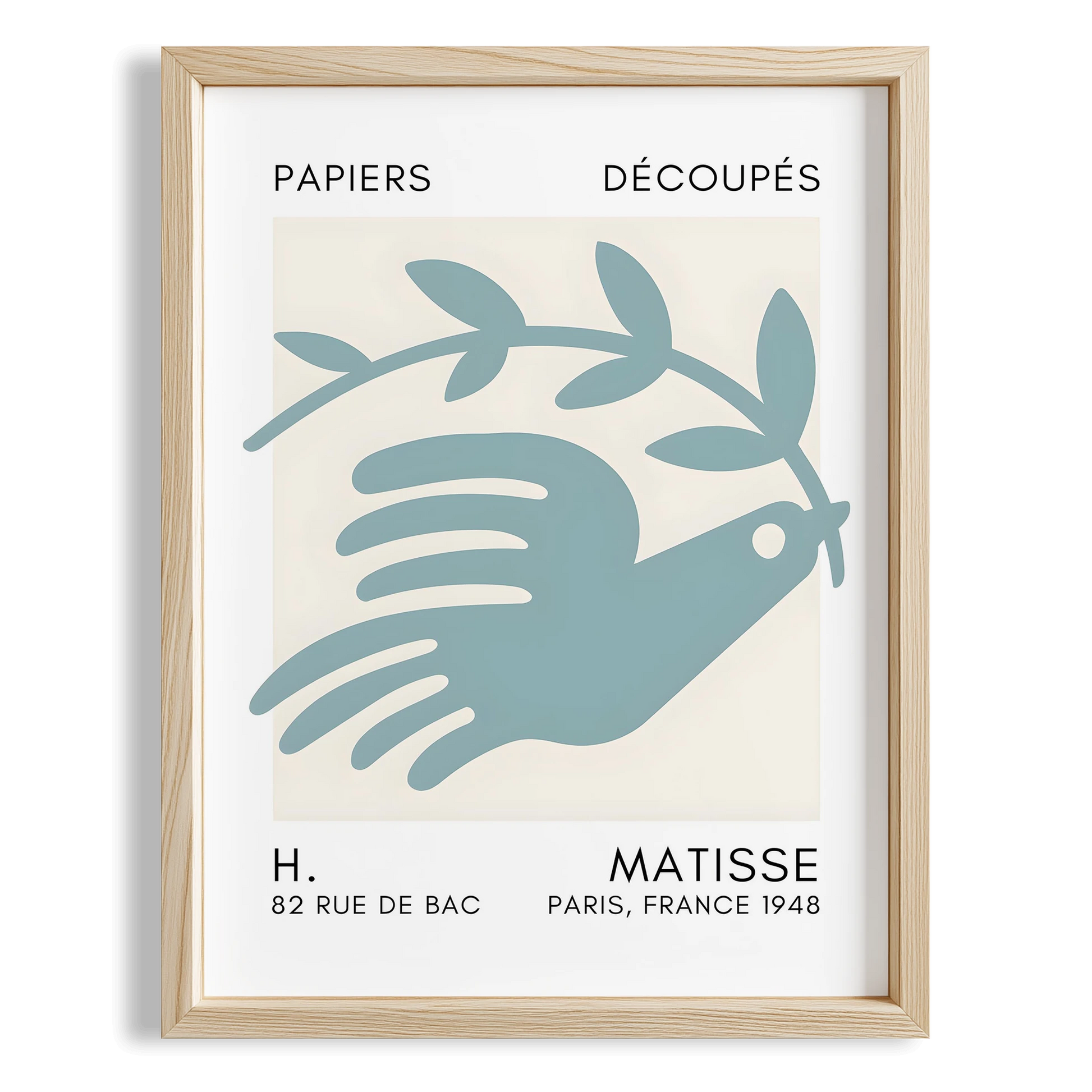 Matisse Kağıt Kesimleri Serisi Turkuaz Soyut Güvercin I Duvar Tablosu