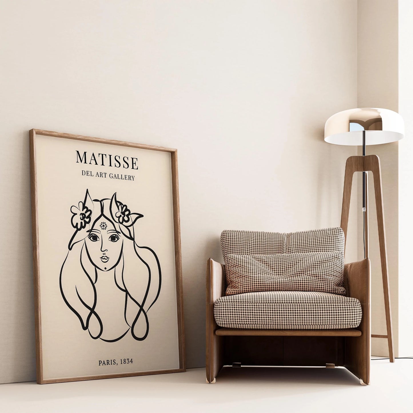 Matisse Kağıt Kesimleri Minimalist Çizgi Sanatı Estetik Kadın Portresi VI Duvar Tablosu
