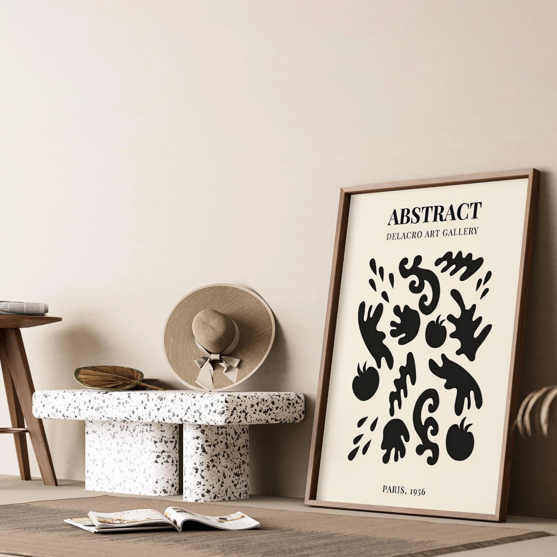 Matisse Kağıt Kesimleri Serisi Siyah Soyut Dal Deseni I Duvar Tablosu