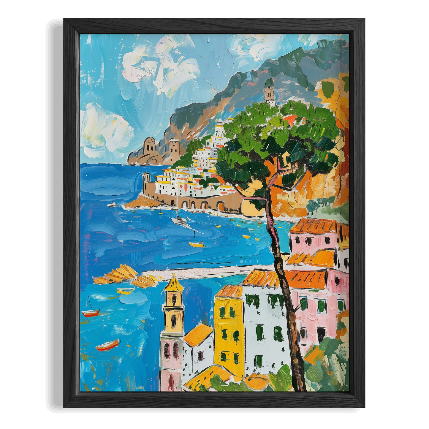 Amalfi Kıyısı Panoramik Manzara İtalya Koleksiyonu Mutfak Duvar Tablosu