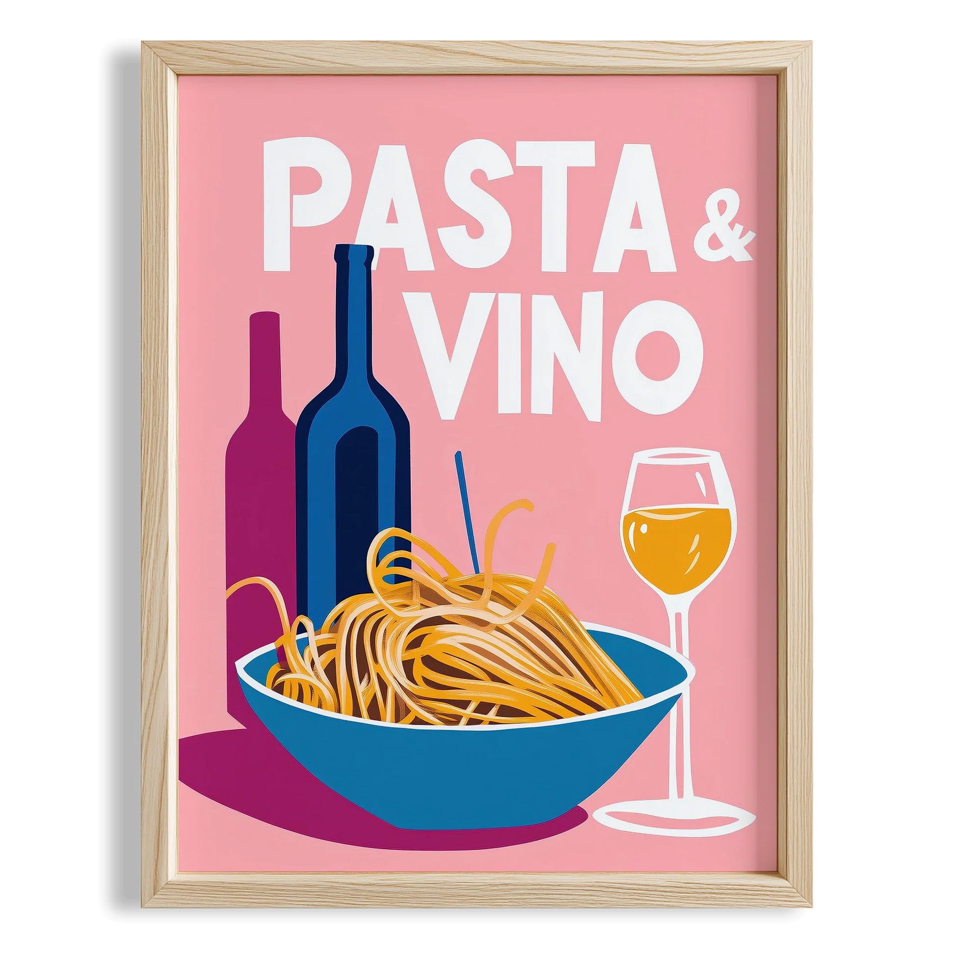 Pasta & Vino İtalyanca Tipografi Mutfak Duvar Tablosu II