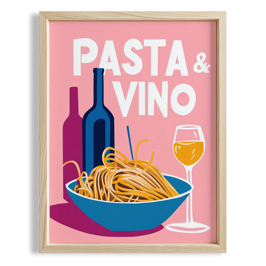 Pasta & Vino İtalyanca Tipografi Mutfak Duvar Tablosu II