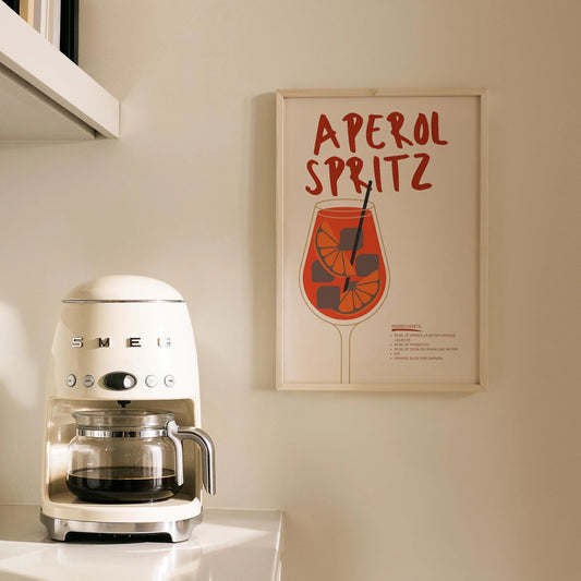 Aperol Spritz İllüstrasyon Kokteyl Tarifi Mutfak Duvar Tablosu