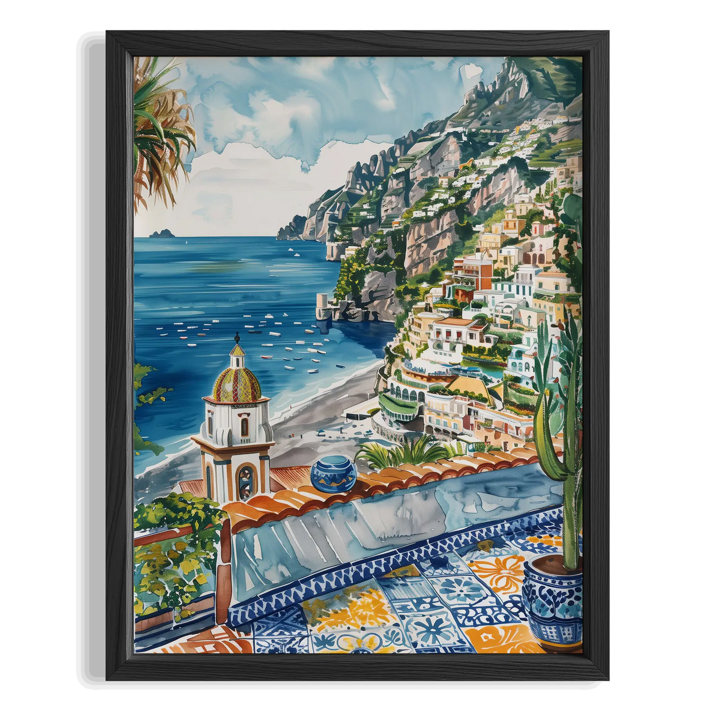 Amalfi Katedrali ve Sahil Akdeniz İtalya Koleksiyonu Mutfak Duvar Tablosu