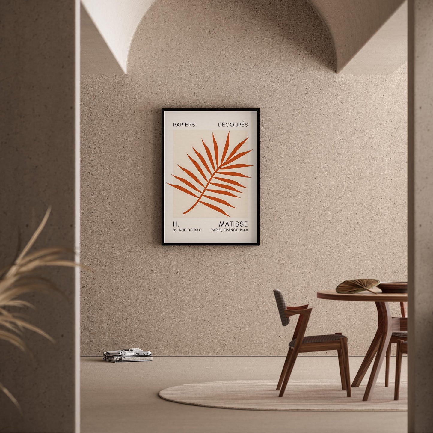 Matisse Kağıt Kesimleri Serisi Terracotta Palmiye Yaprağı I Duvar Tablosu