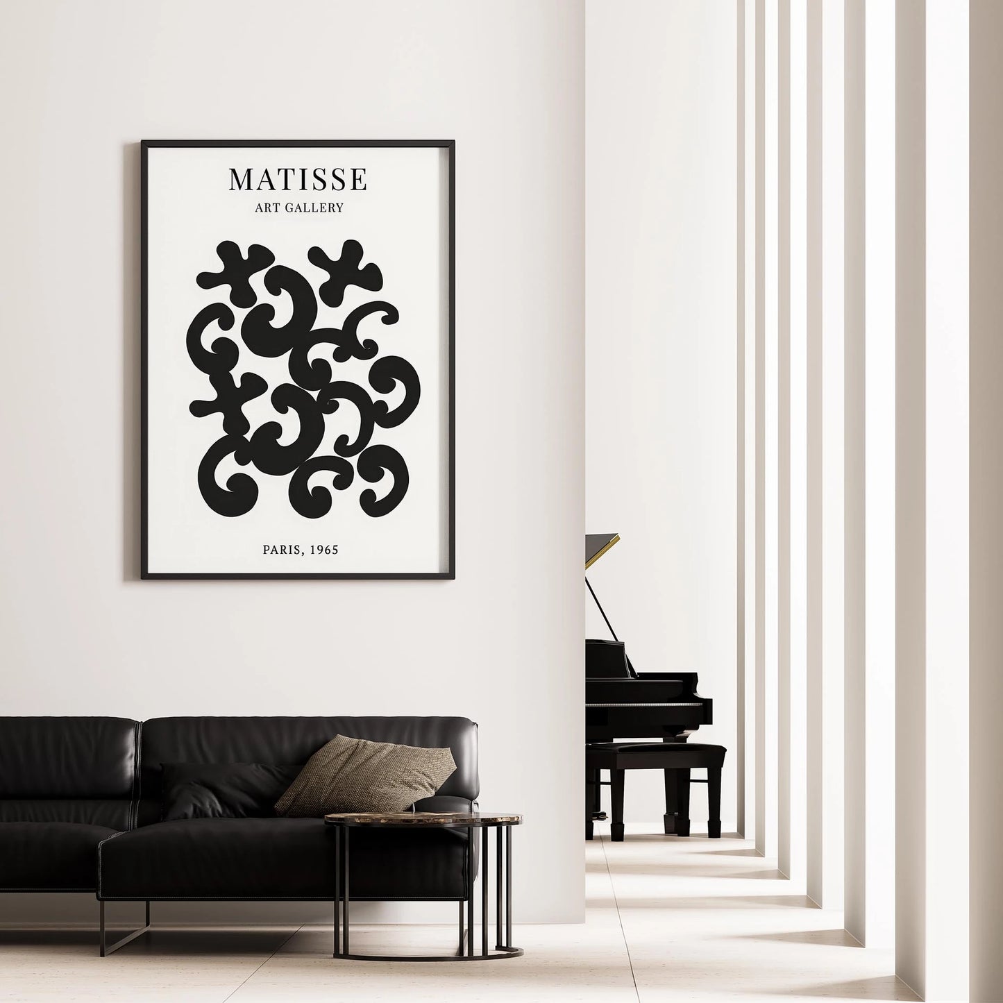 Matisse Kağıt Kesimleri Serisi Siyah Soyut Dal ve Çiçekler I Duvar Tablosu