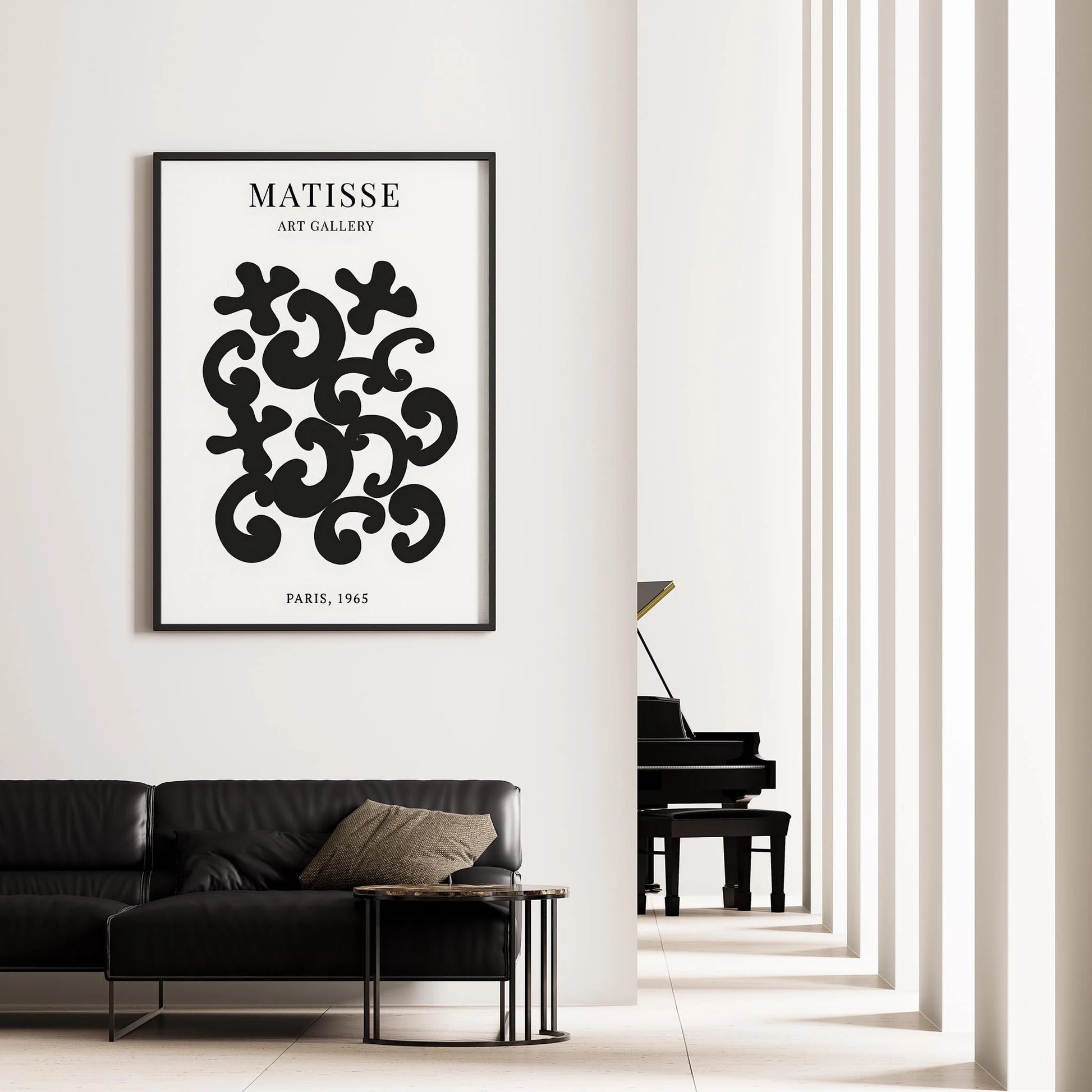 Matisse Kağıt Kesimleri Serisi Siyah Soyut Dal ve Çiçekler I Duvar Tablosu