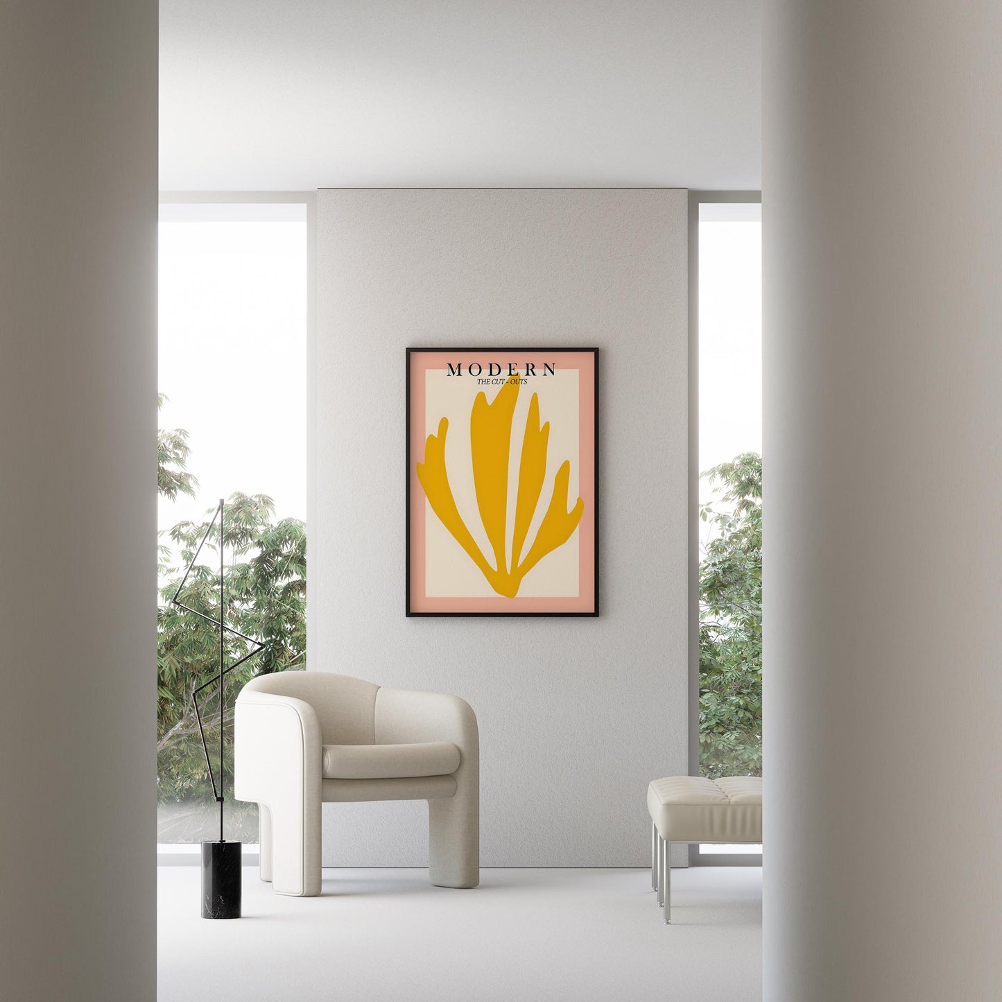Matisse Kağıt Kesimleri Abstract Serisi Sarı Soyut Palmiye Yaprağı I Duvar Tablosu
