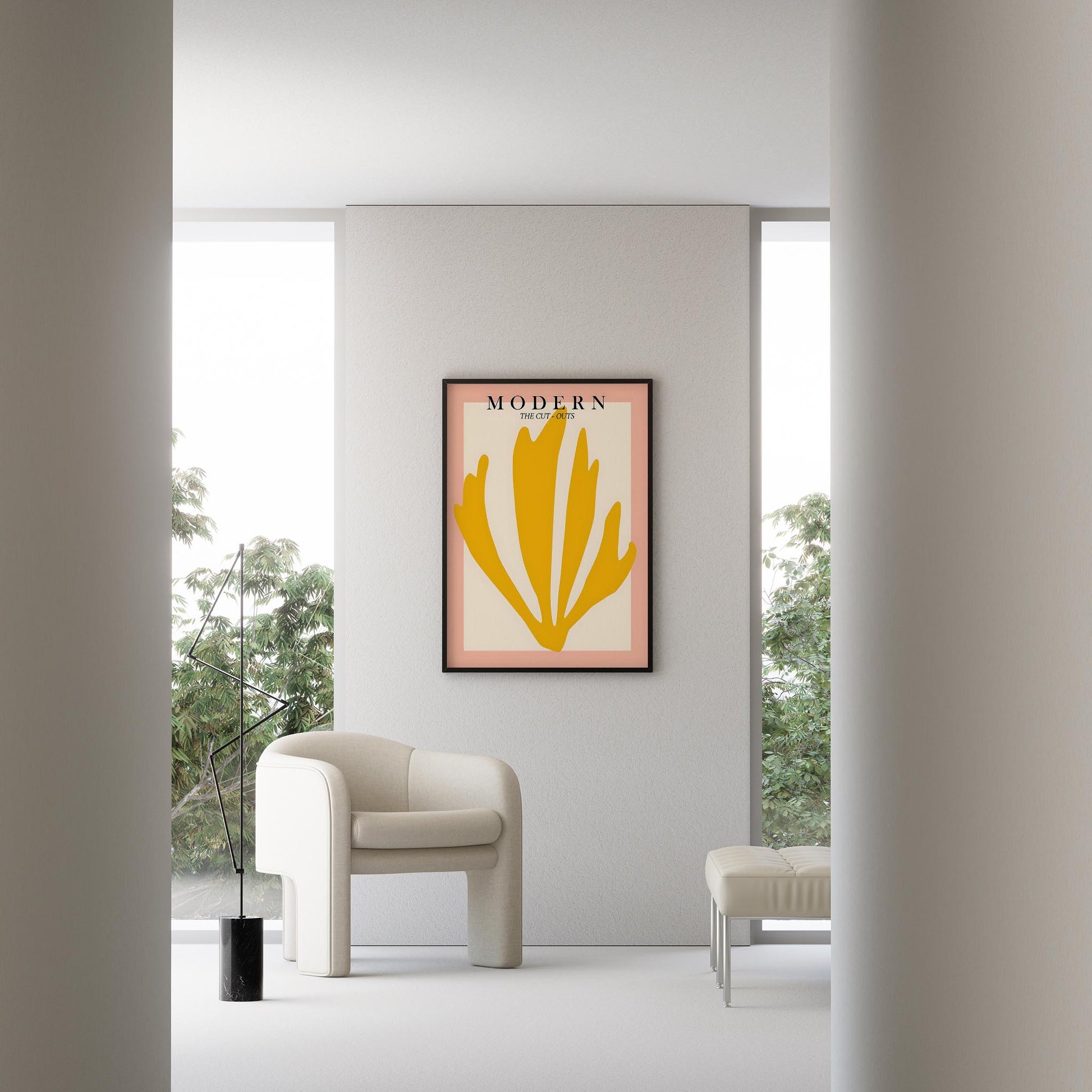 Matisse Kağıt Kesimleri Abstract Serisi Sarı Soyut Palmiye Yaprağı I Duvar Tablosu