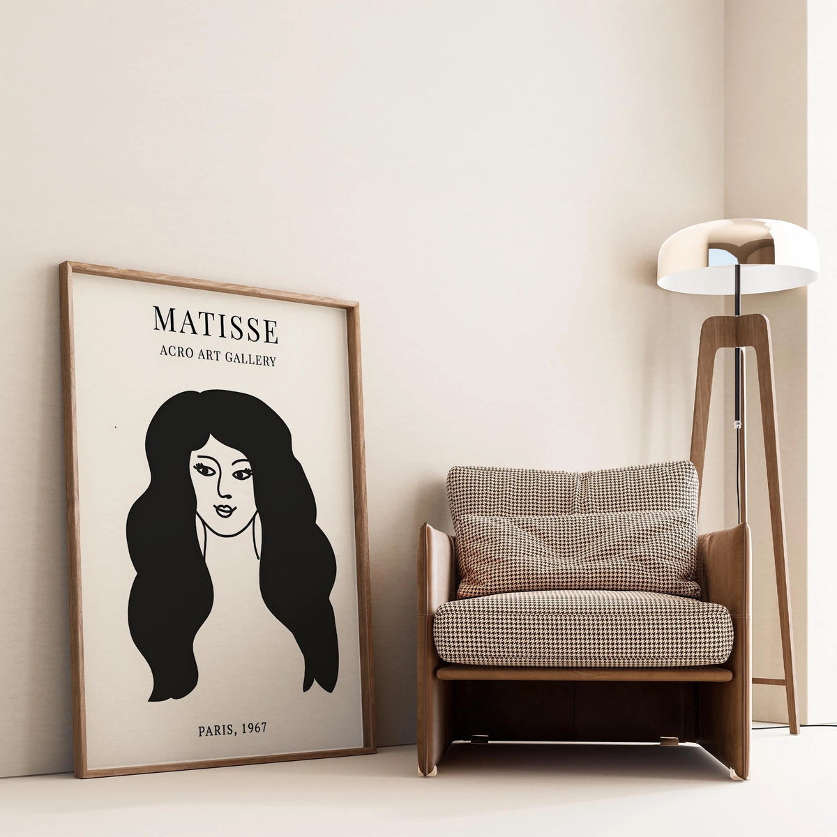 Matisse Kağıt Kesimleri Minimalist Çizgi Sanatı Estetik Kadın Portresi III Duvar Tablosu