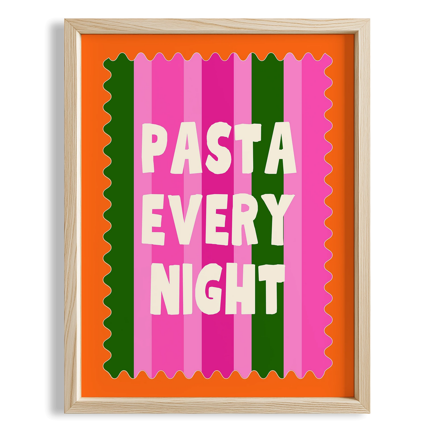Pasta Every Night Her Gün Makarna Tipografi Mutfak Duvar Tablosu