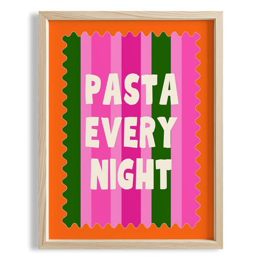 Pasta Every Night Her Gün Makarna Tipografi Mutfak Duvar Tablosu