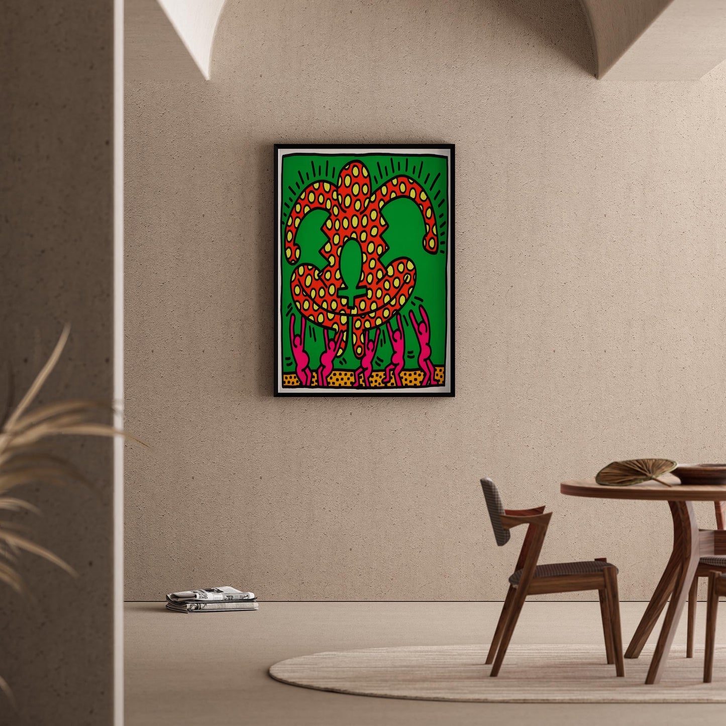 Taçlı Figür - Keith Haring Ahşap Duvar Tablosu