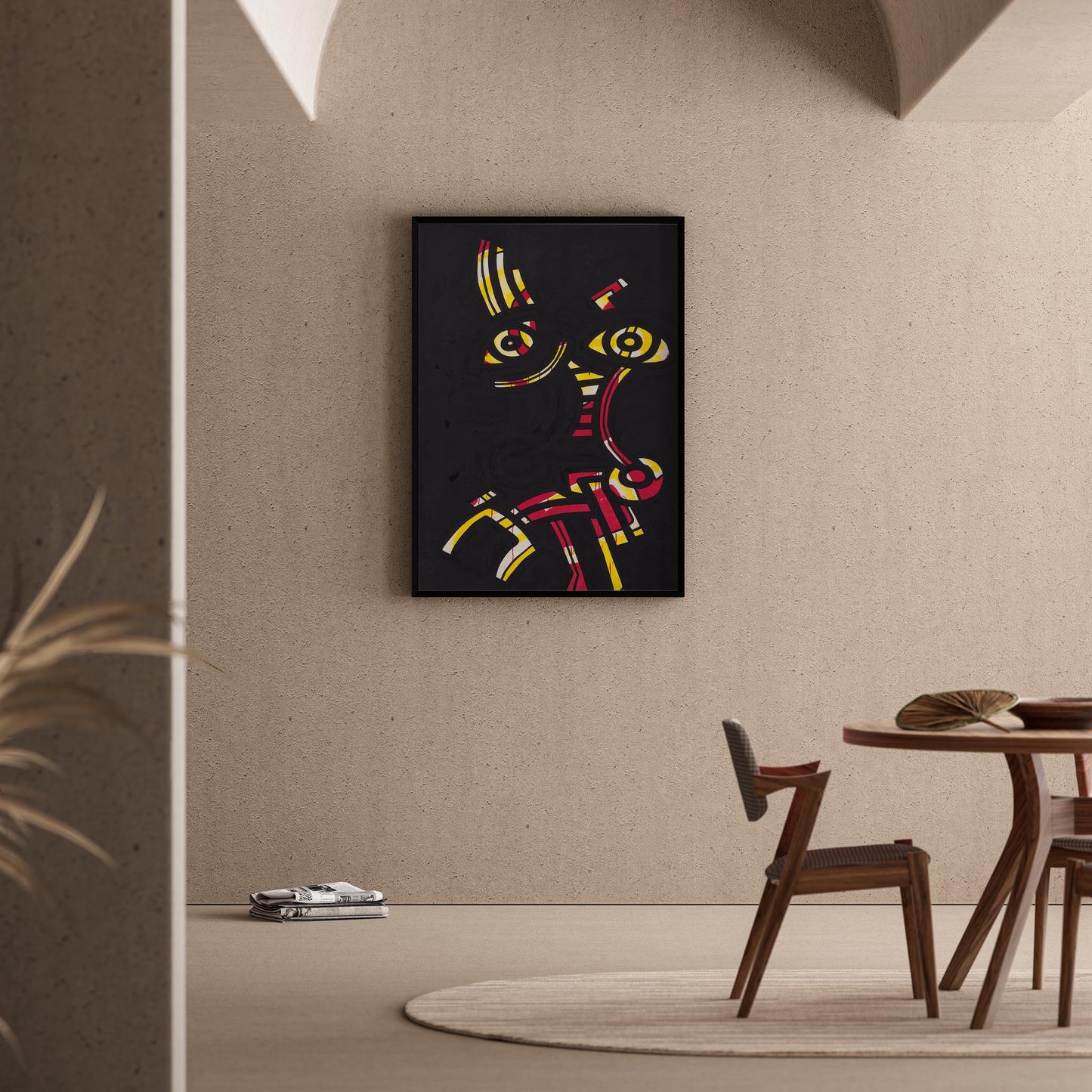 Neon Yüz - Keith Haring Ahşap Duvar Tablosu