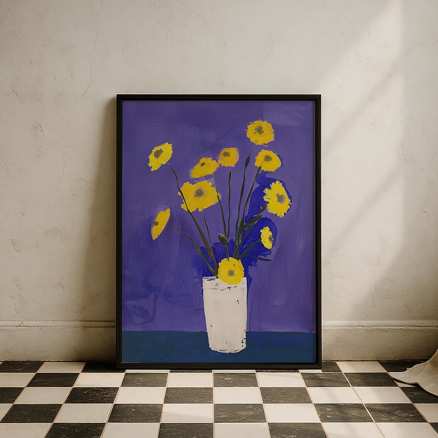 Vazoda Sarı Çiçekler Minimal - Duvar Tablosu