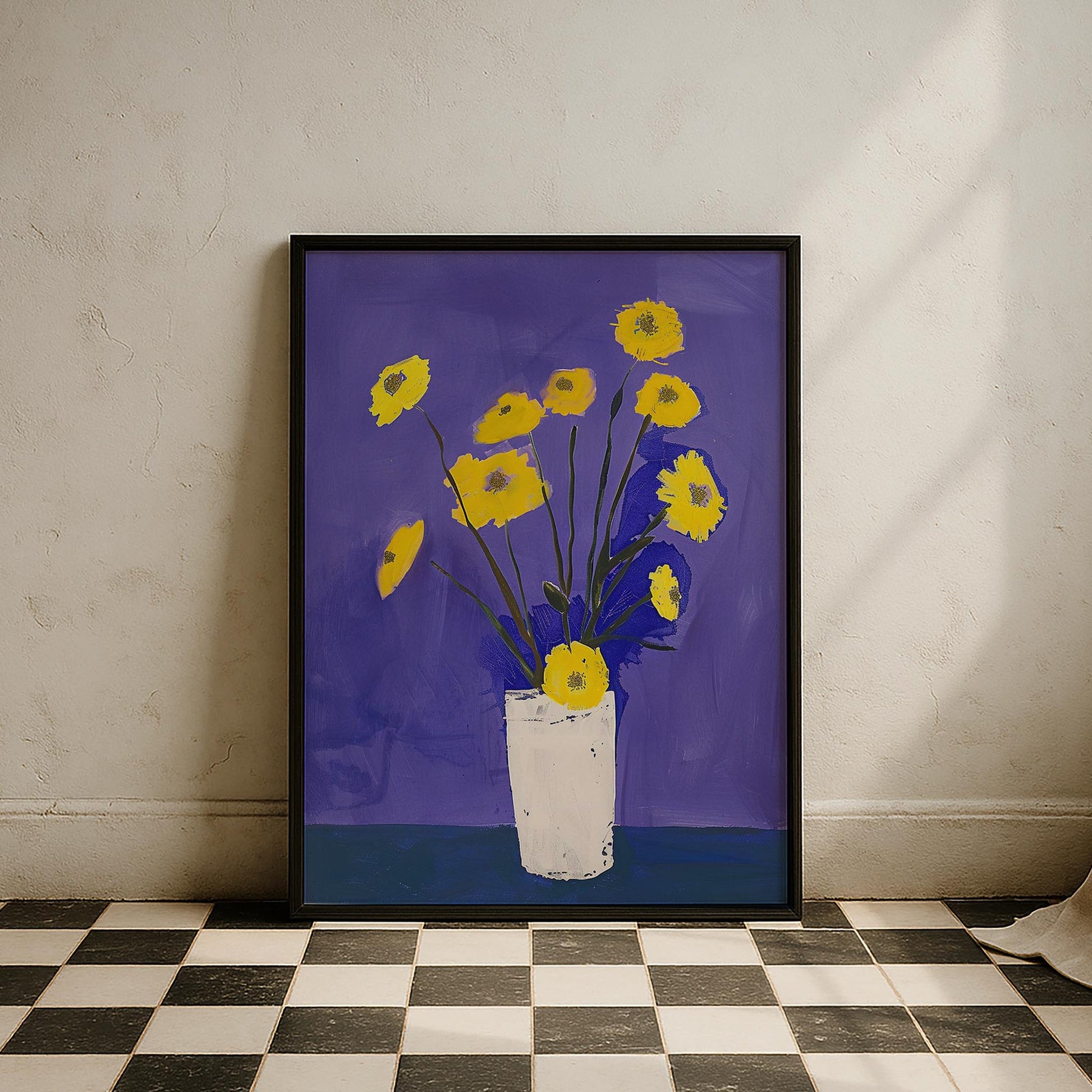 Vazoda Sarı Çiçekler Minimal - Duvar Tablosu