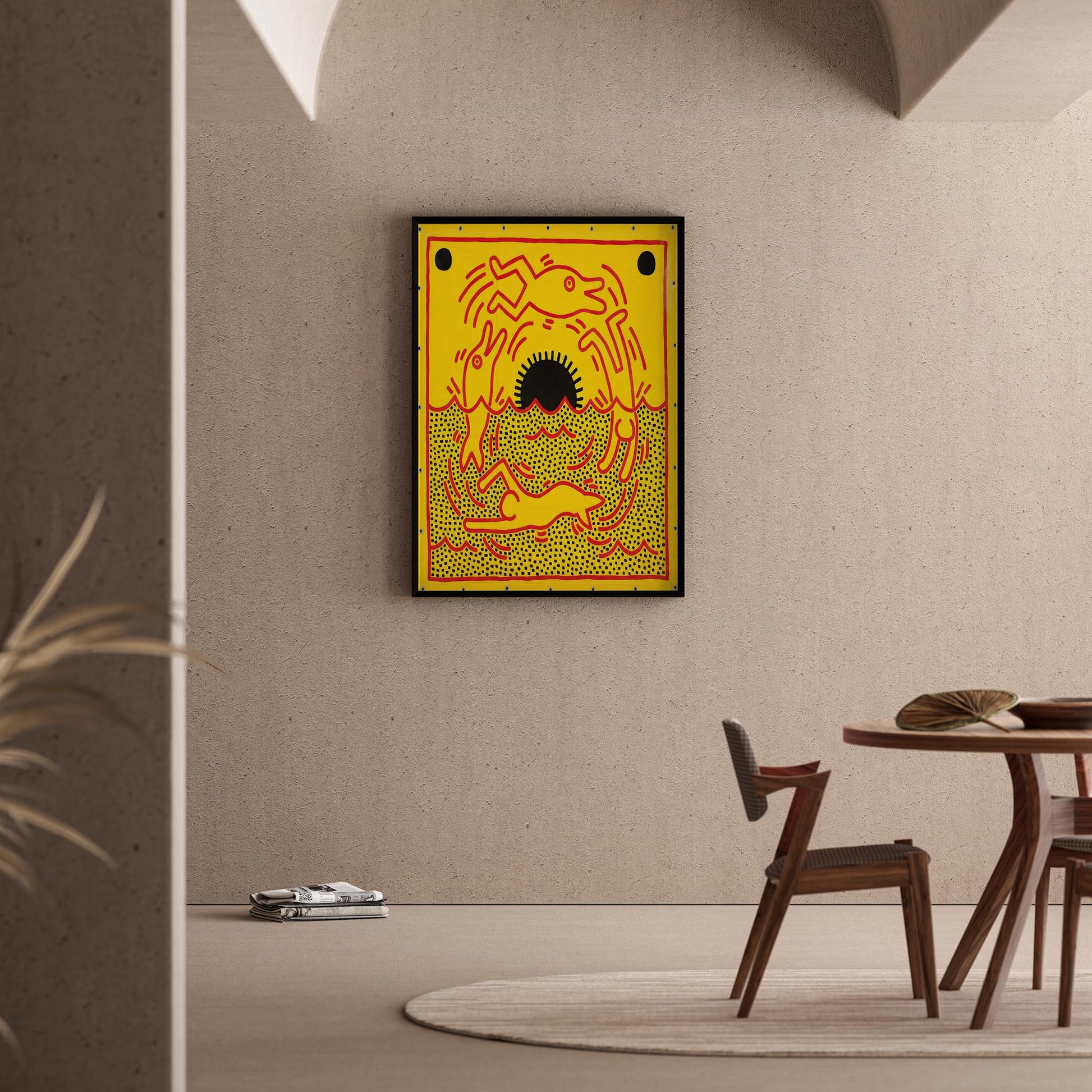 Kara Delik - Keith Haring Ahşap Duvar Tablosu