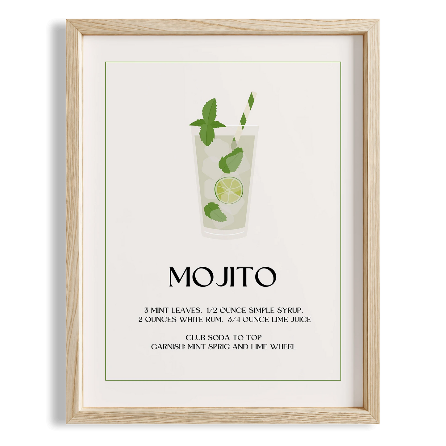Mojito Kokteyli Minimal Mutfak Duvar Tablosu