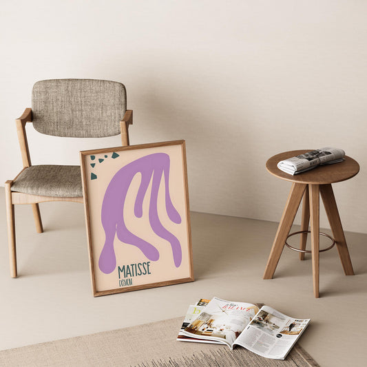 Matisse Kağıt Kesimleri Abstract Serisi Lila Bej Yaprak I Duvar Tablosu