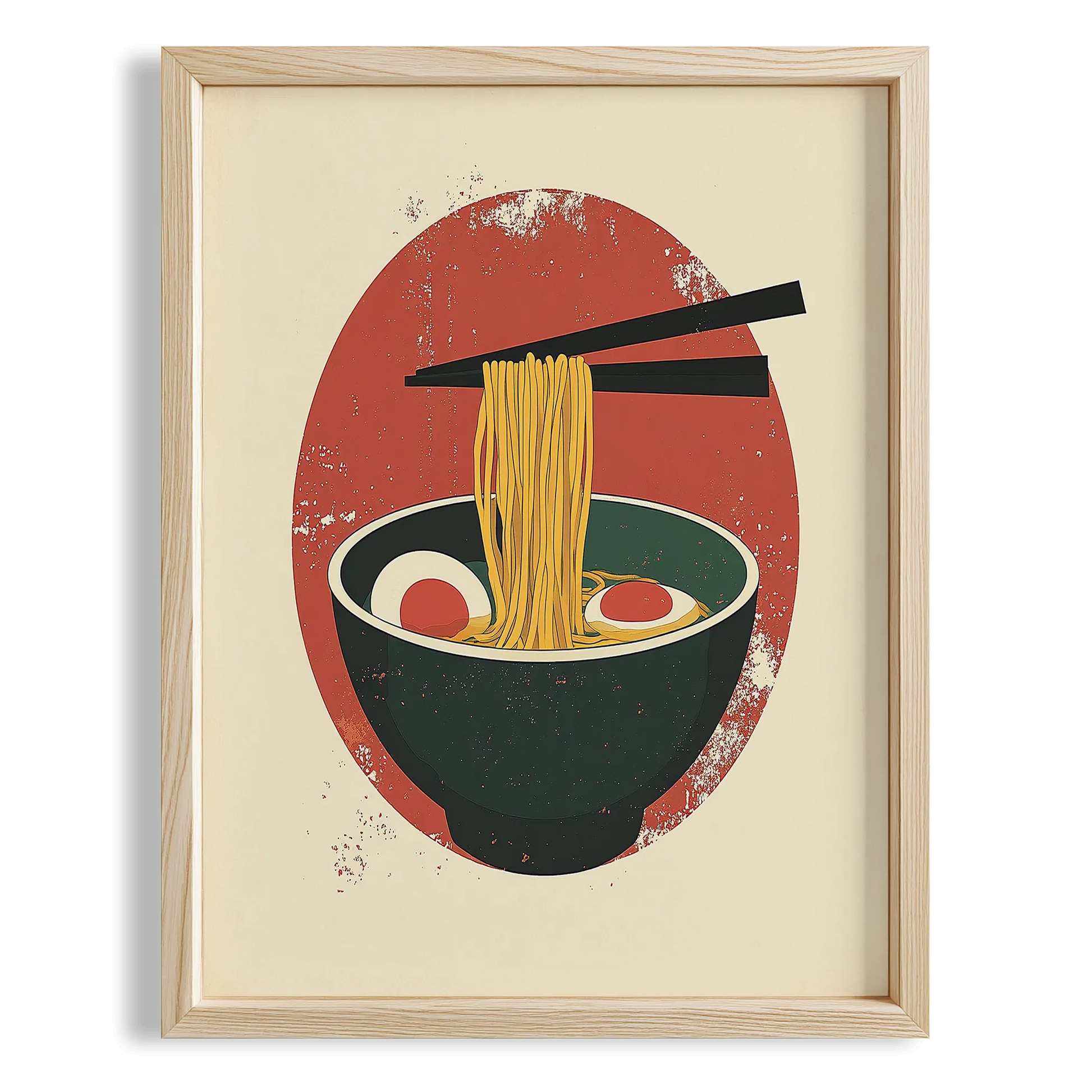 Japon Güneşi ve Ramen Retro Japon Tarzı Mutfak Duvar Tablosu