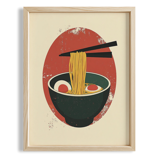 Japon Güneşi ve Ramen Retro Japon Tarzı Mutfak Duvar Tablosu