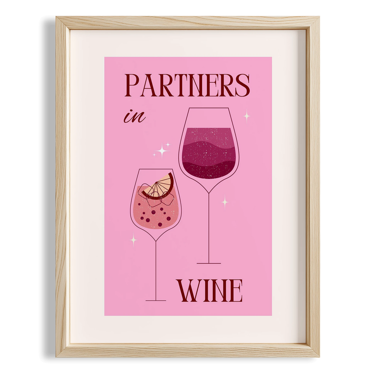 Wine Şarap Pembe Tipografi Mutfak Duvar Tablosu