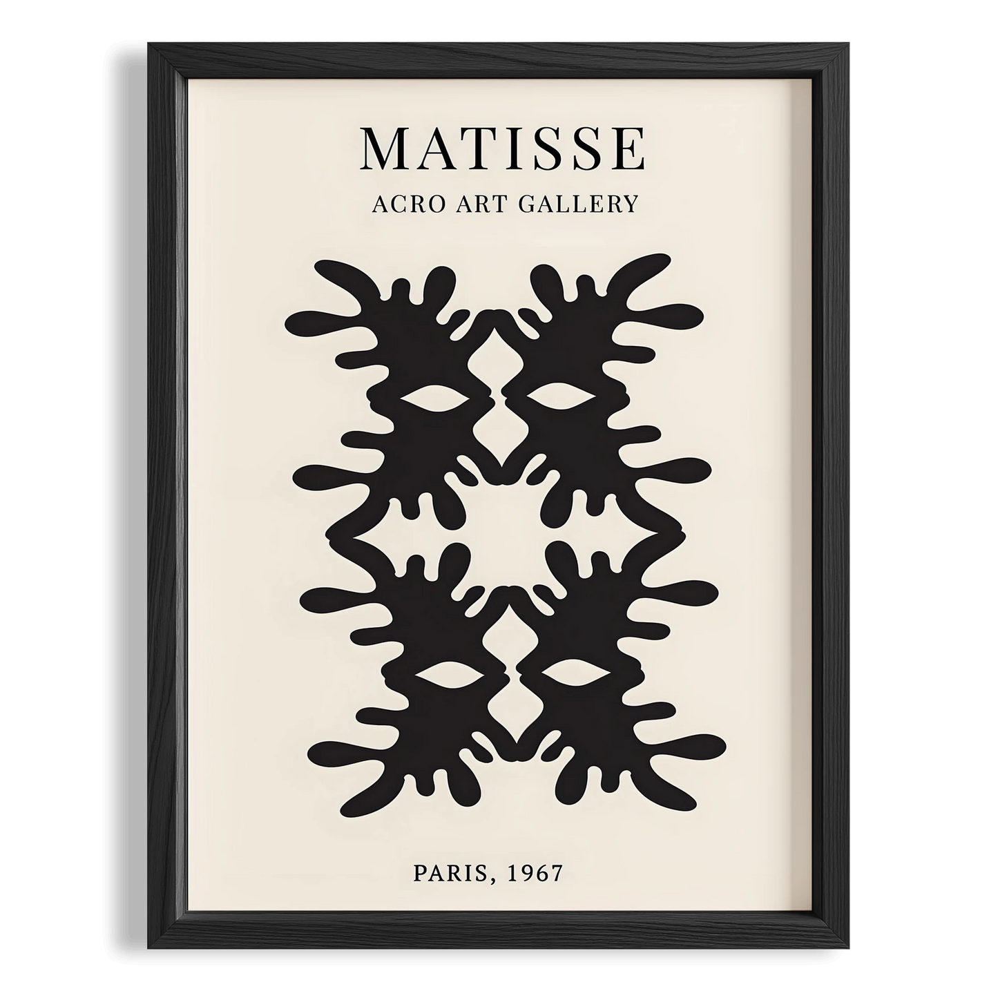 Matisse Kağıt Kesimleri Serisi Siyah Soyut Dörtlü Dal Deseni I Duvar Tablosu