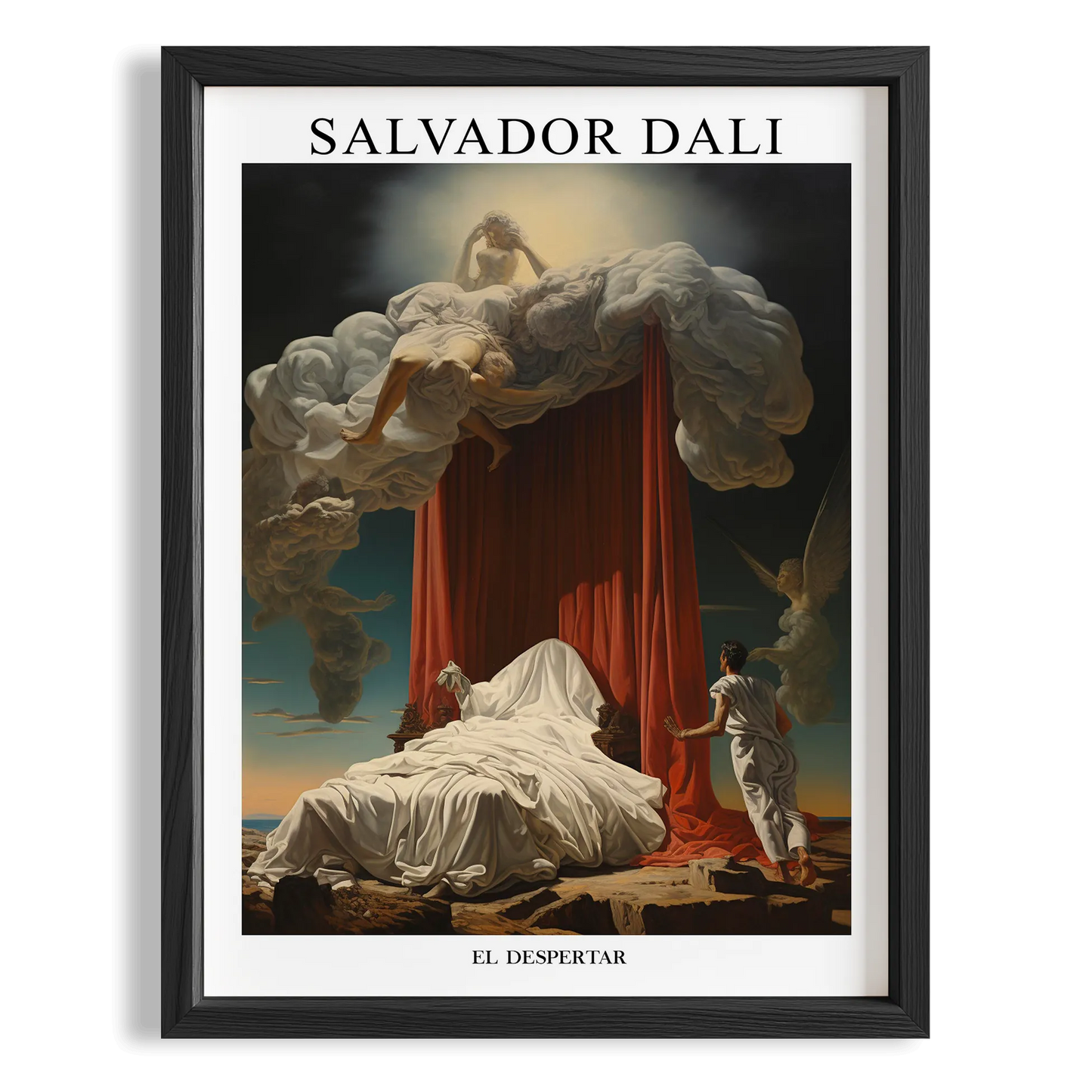 Perdeli Sahne - Salvador Dali Ahşap Duvar Tablosu