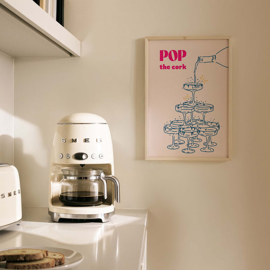 Pop The Cork Tipografi Mutfak Duvar Tablosu