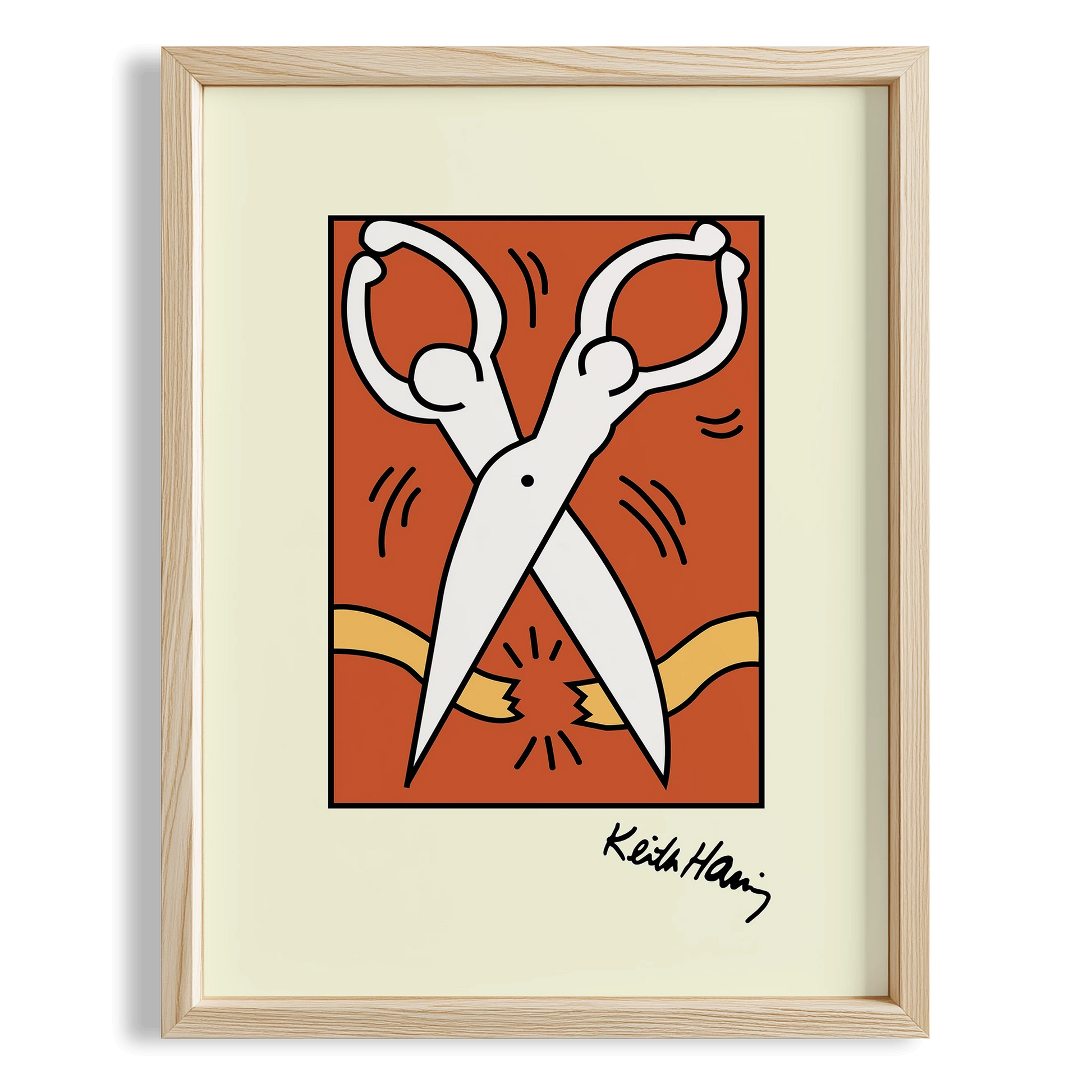 Makas - Keith Haring Ahşap Duvar Tablosu