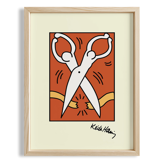 Makas - Keith Haring Ahşap Duvar Tablosu