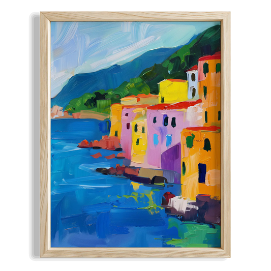 Amalfi Evleri Manzara Akdeniz İtalya Koleksiyonu Mutfak Duvar Tablosu