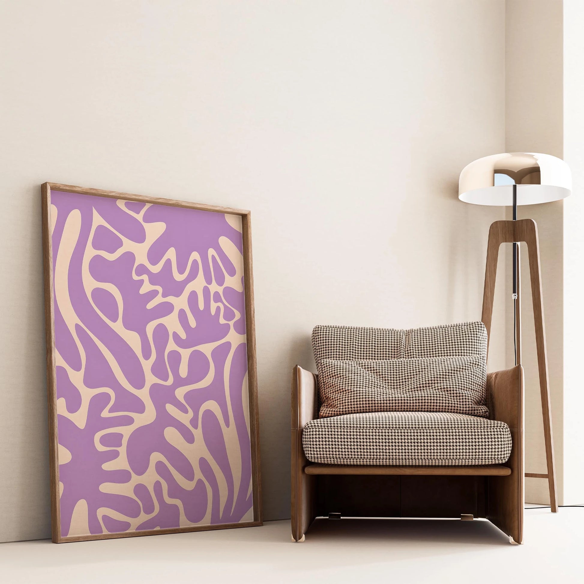 Matisse Kağıt Kesimleri Abstract Serisi Lila Bej Dallar I Duvar Tablosu