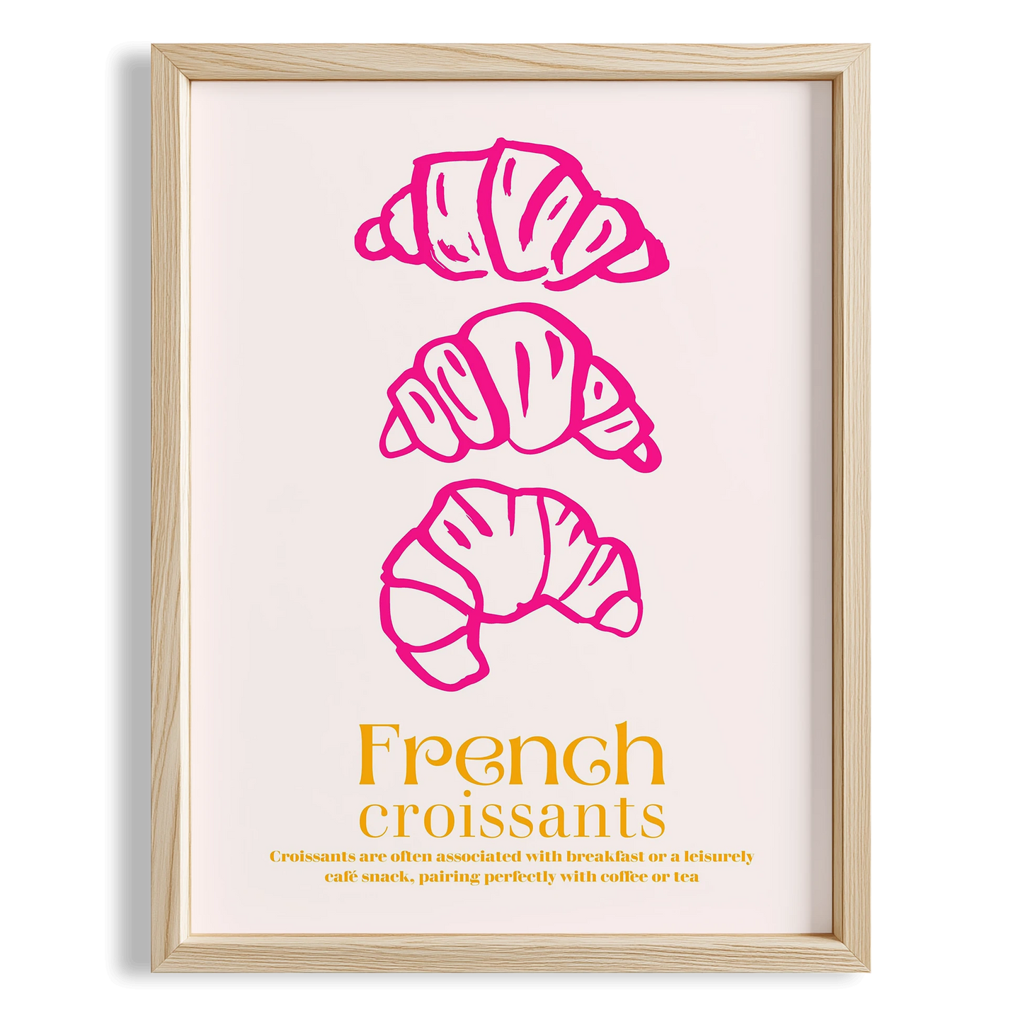 French Croissants Pembe Fransız Kahvaltı Kültürü Mutfak Duvar Tablosu