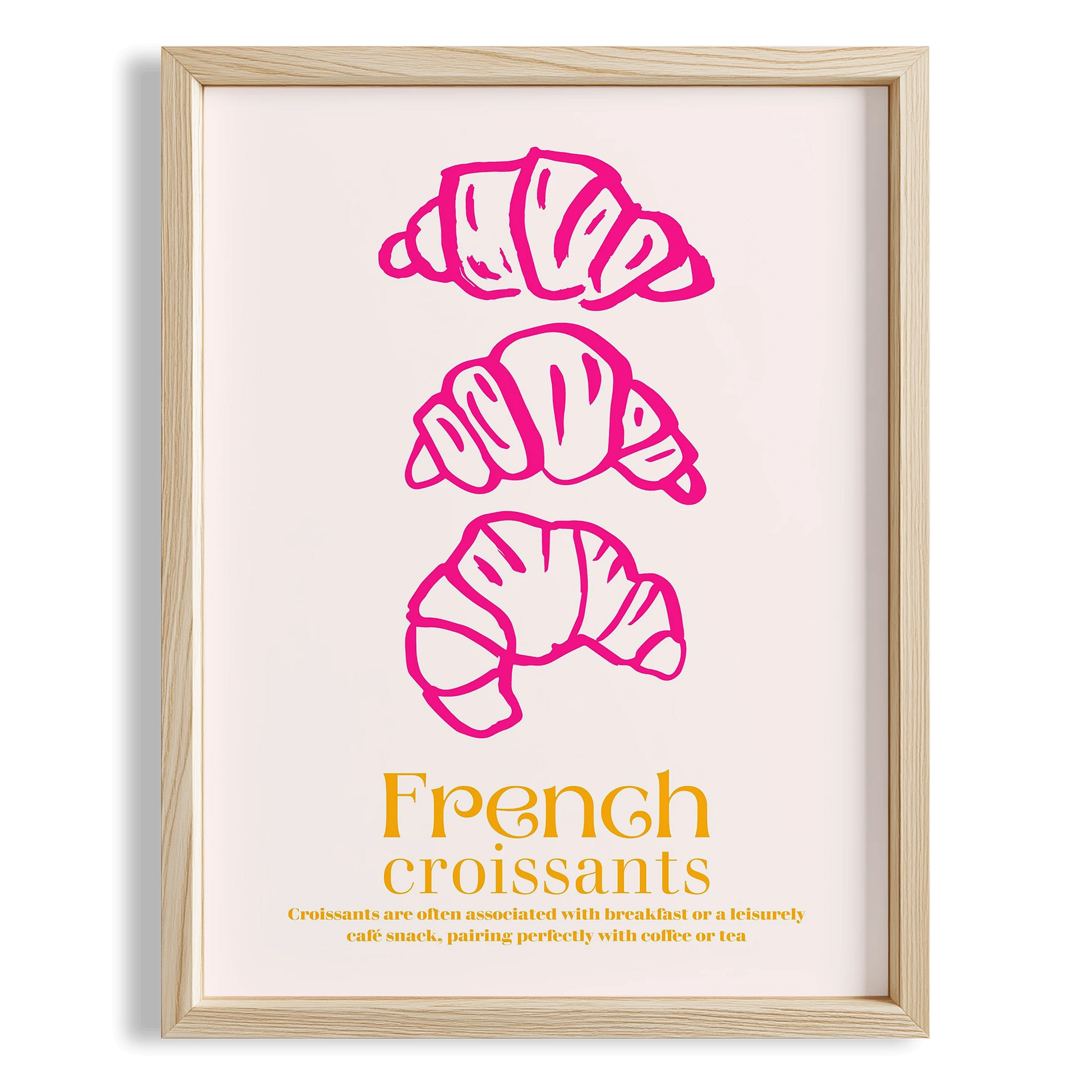 French Croissants Pembe Fransız Kahvaltı Kültürü Mutfak Duvar Tablosu