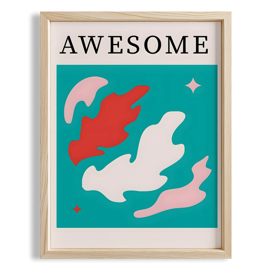 Matisse Kağıt Kesimleri Abstract Serisi Turkuaz AWESOME Tipografi I Duvar Tablosu