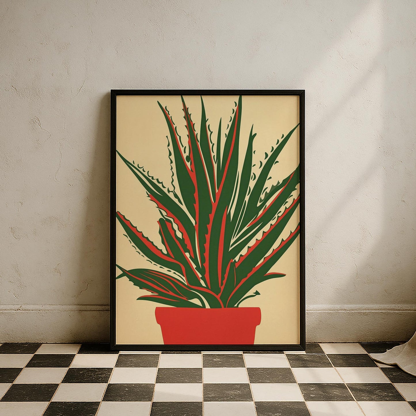 Aloe Vera Bitkisi Minimal Çizim - Duvar Tablosu