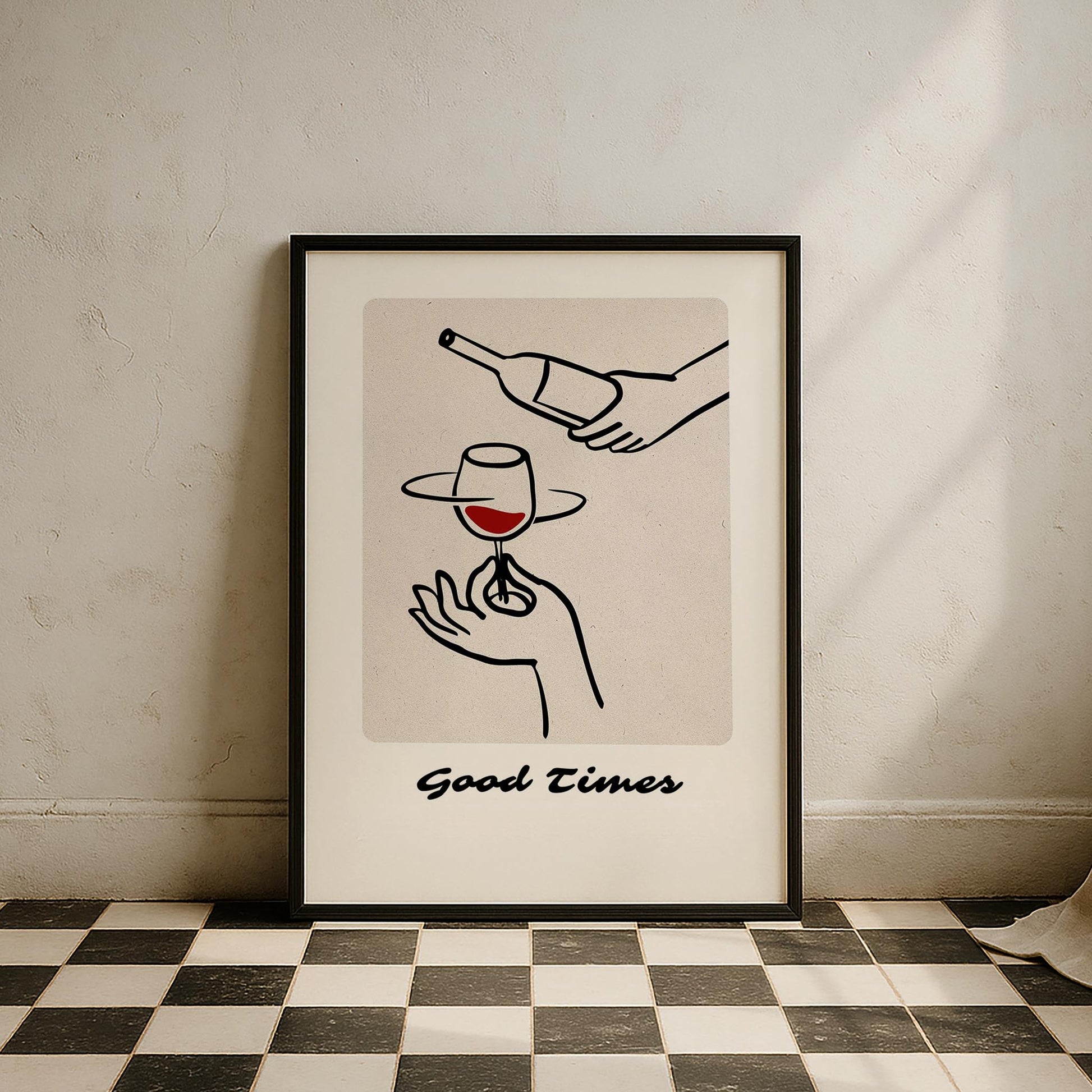 Good Times Şarap Tipografi Mutfak Duvar Tablosu