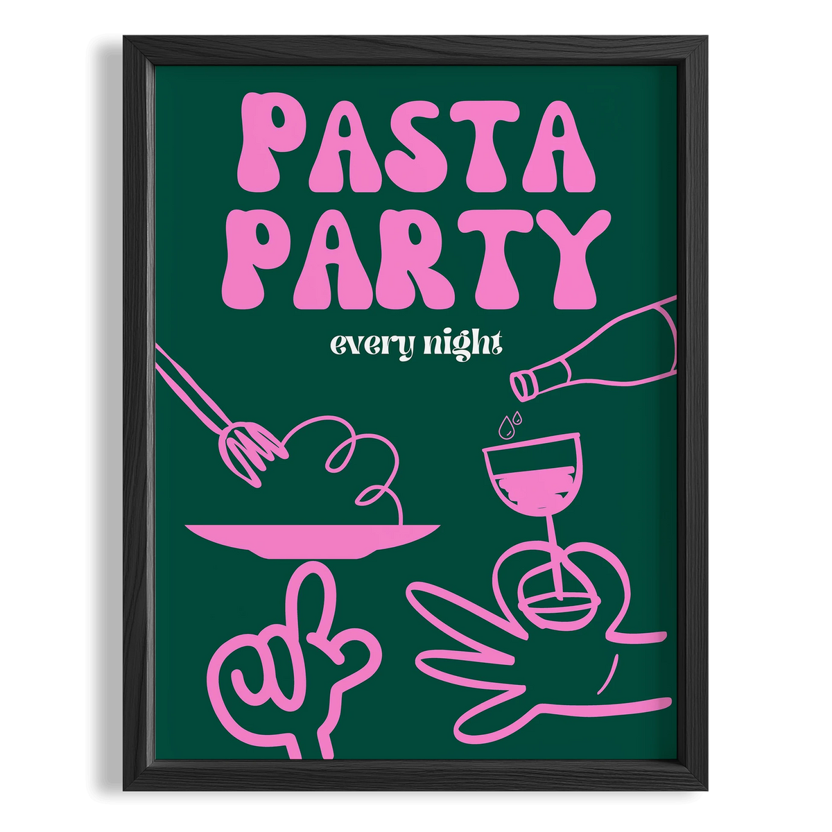 Pasta Party Tipografi Mutfak Duvar Tablosu