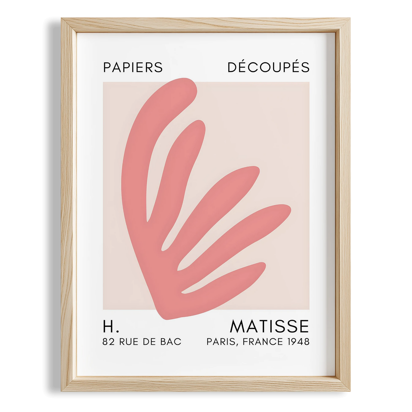 Matisse Kağıt Kesimleri Serisi Toz Pembe Soyut Yaprak I Duvar Tablosu