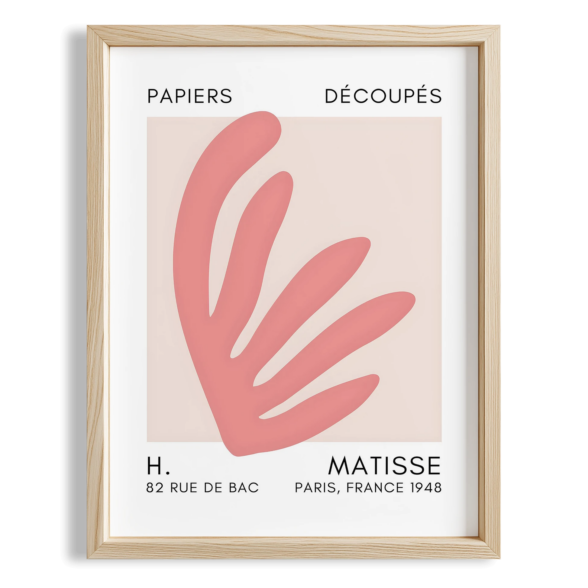 Matisse Kağıt Kesimleri Serisi Toz Pembe Soyut Yaprak I Duvar Tablosu