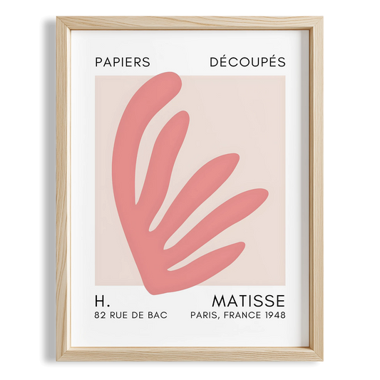 Matisse Kağıt Kesimleri Serisi Toz Pembe Soyut Yaprak I Duvar Tablosu