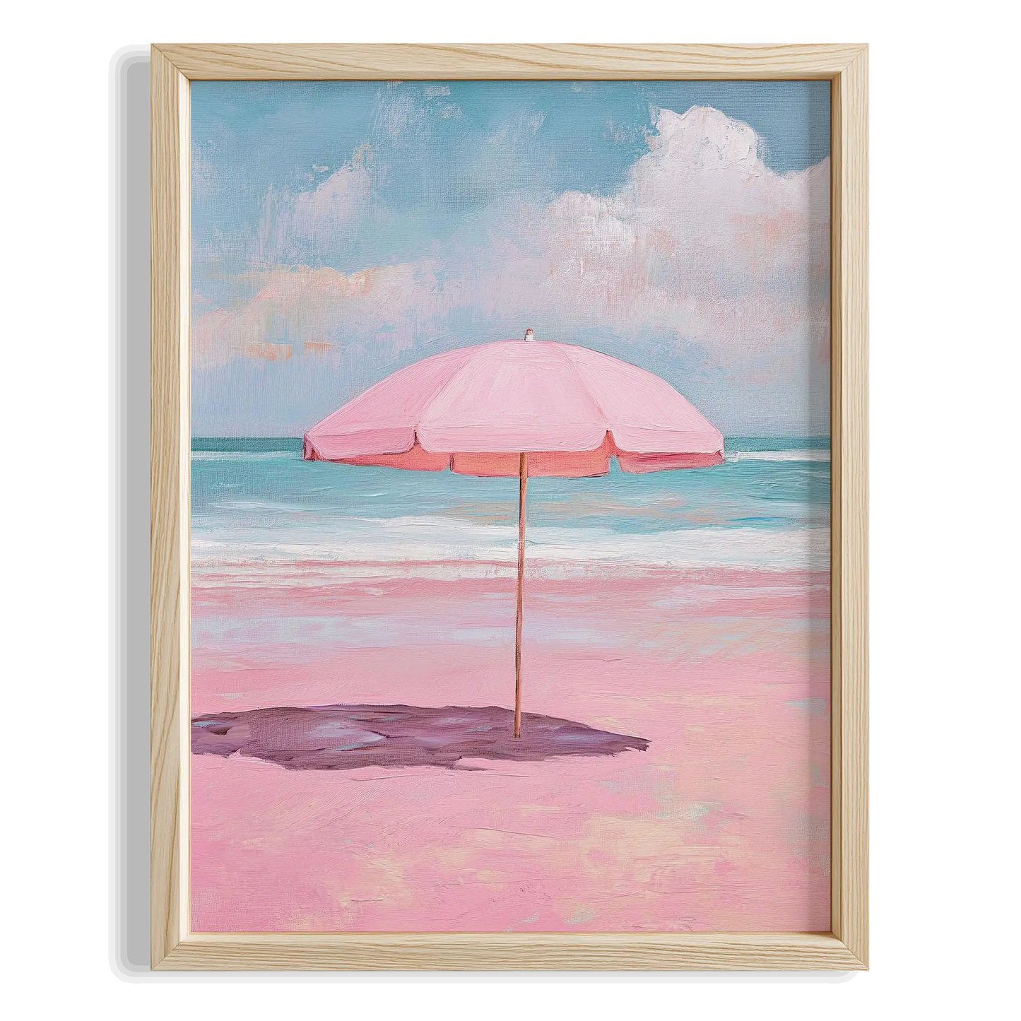 Pembe Sahil Şemsiyesi Maximalist - Duvar Tablosu