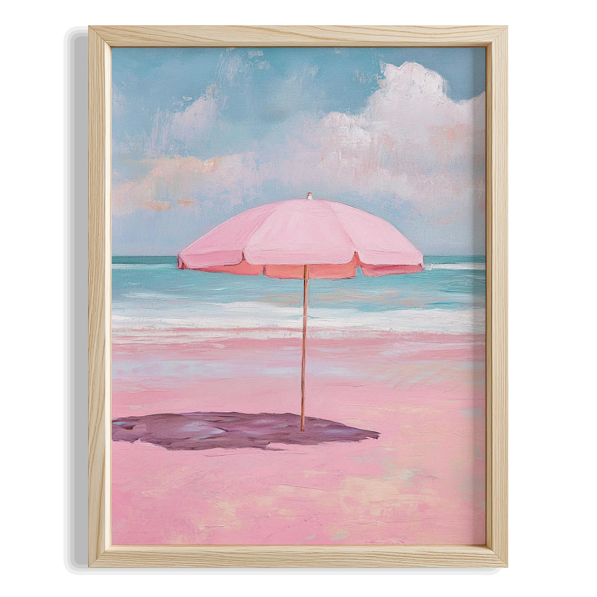 Pembe Sahil Şemsiyesi Maximalist - Duvar Tablosu