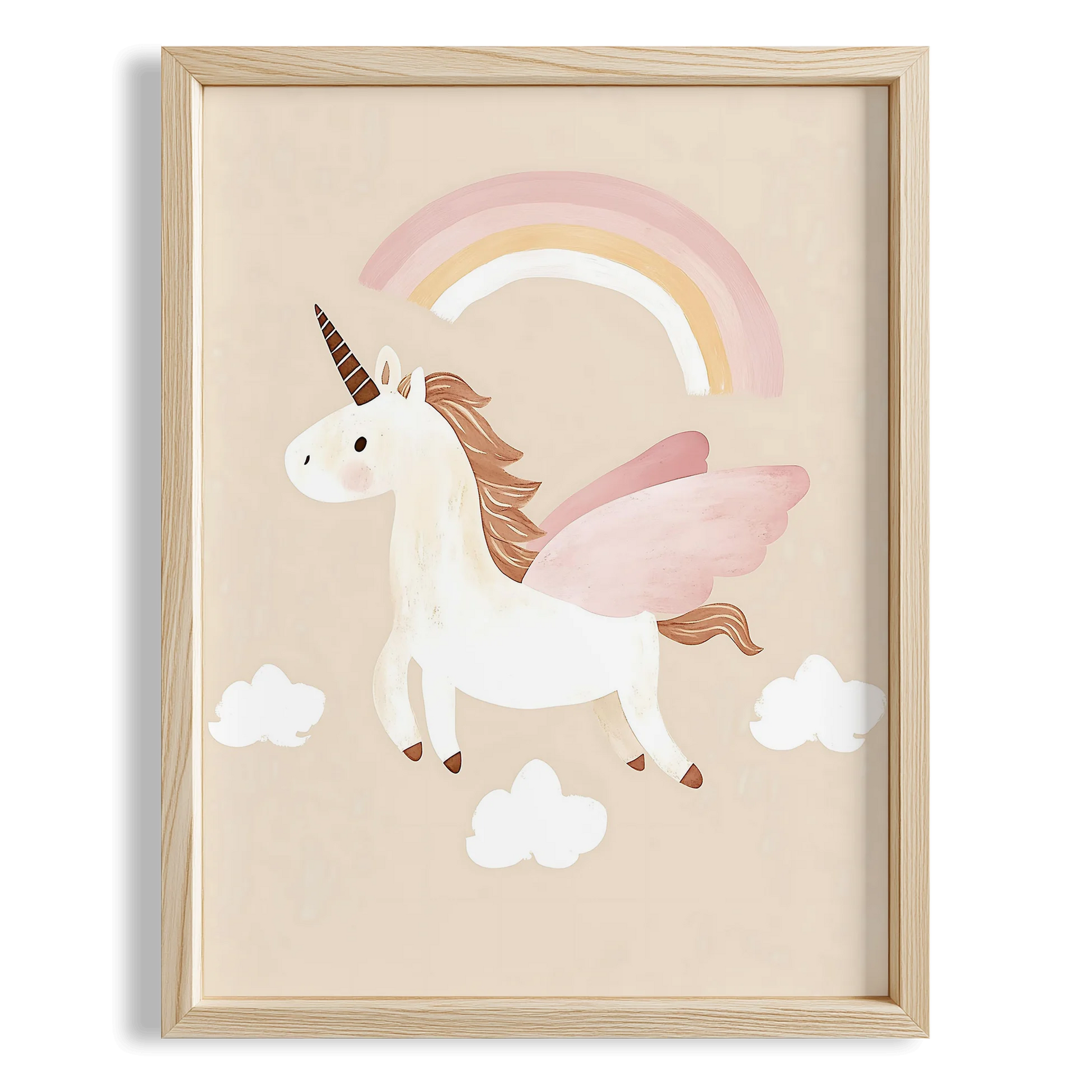 Bohem Uçan Unicorn Kız Çocuk Odası Ahşap Tablo