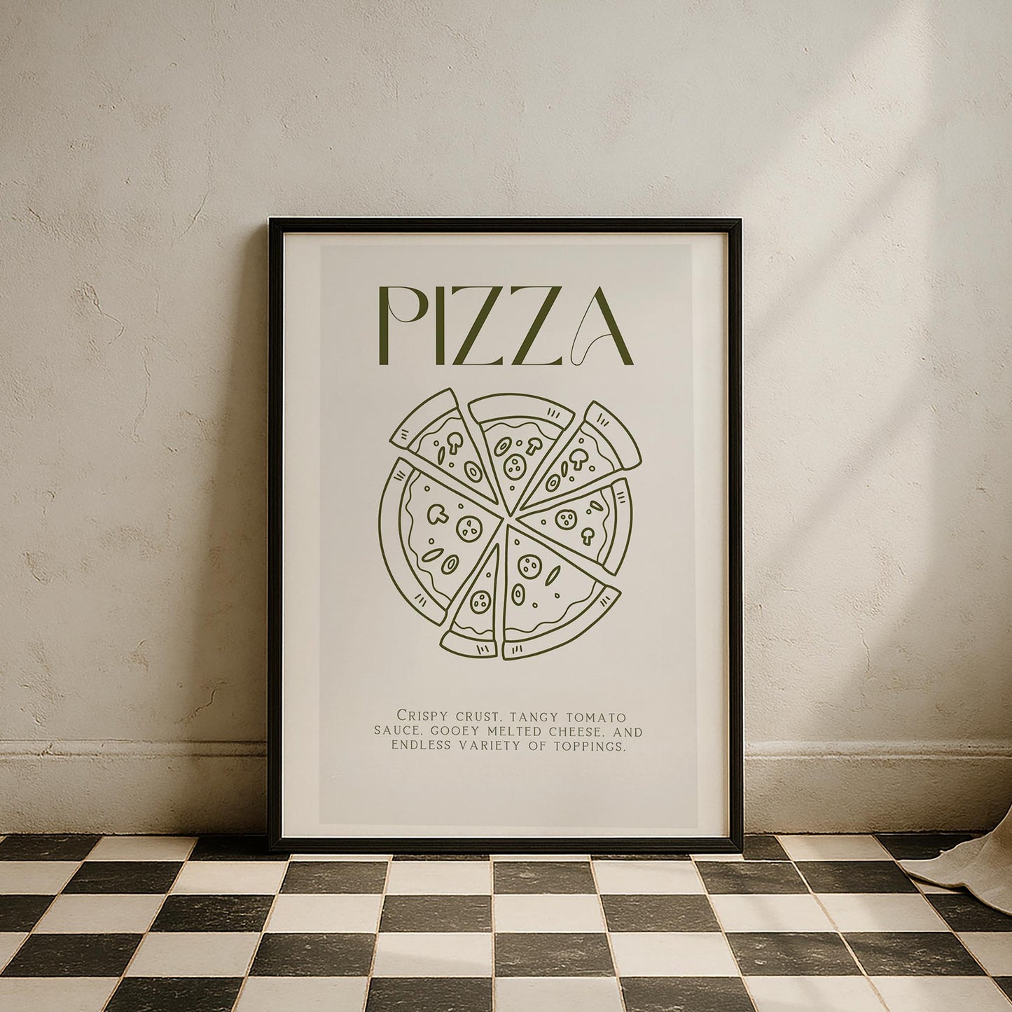 Pizza Çizim Akdeniz İtalya Koleksiyonu Mutfak Duvar Tablosu II