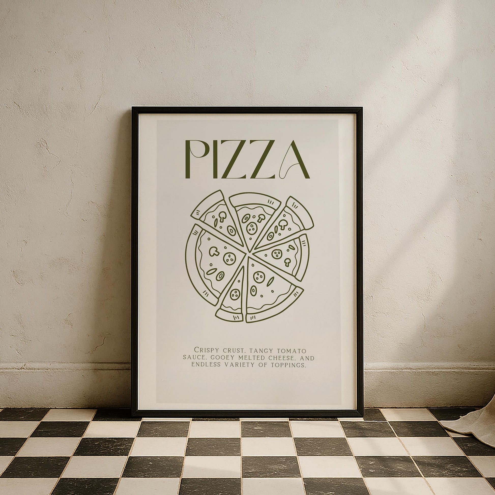 Pizza Çizim Akdeniz İtalya Koleksiyonu Mutfak Duvar Tablosu II